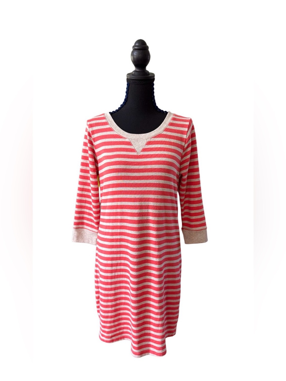 Banana Republic Coral and Gray Striped Knit Dress